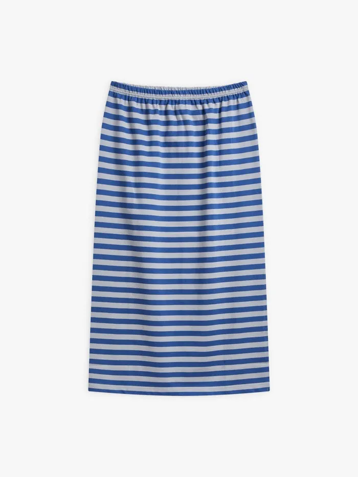Agns B Skirts and Shorts Women Grey And Blue Cotton 1221512 Striped Slit Tuyau Skirt
