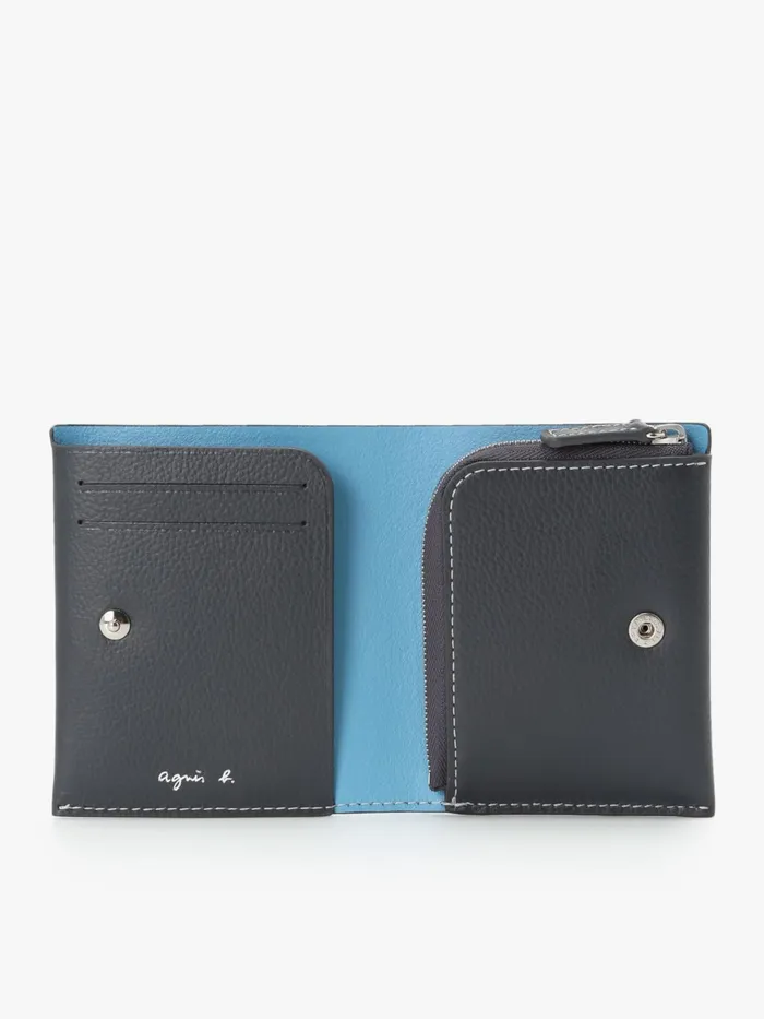 Agns B Small Leather Goods MenWomen Black And Blue Leather Wallet