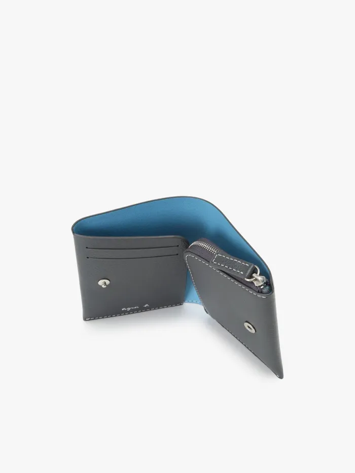 Agns B Small Leather Goods MenWomen Black And Blue Leather Wallet