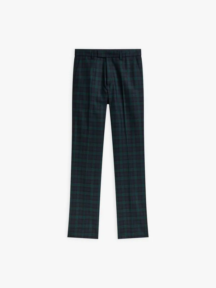 Agns B Suits Men Green Wool Checked Jamming Trousers