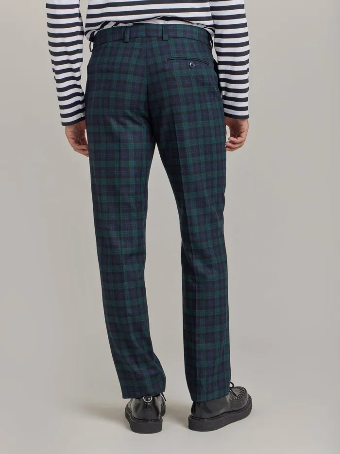 Agns B Suits Men Green Wool Checked Jamming Trousers