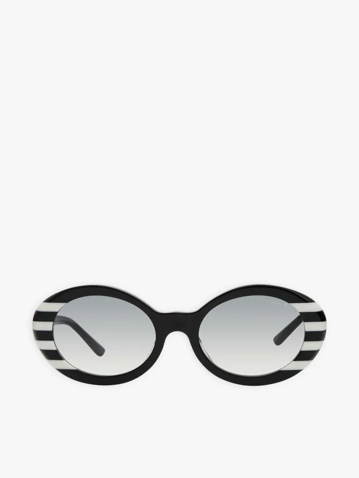 Agns B Sunglasses Women Black And White Romy Striped Sunglasses