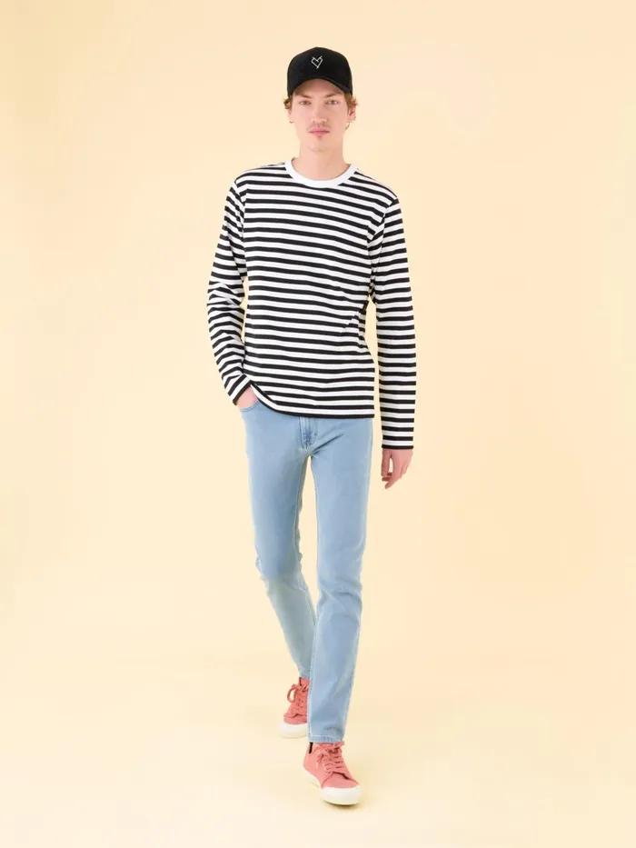 Agns B Tshirts and Polo Shirts Men Black And White Long Sleeves Striped Coulos Tshirt