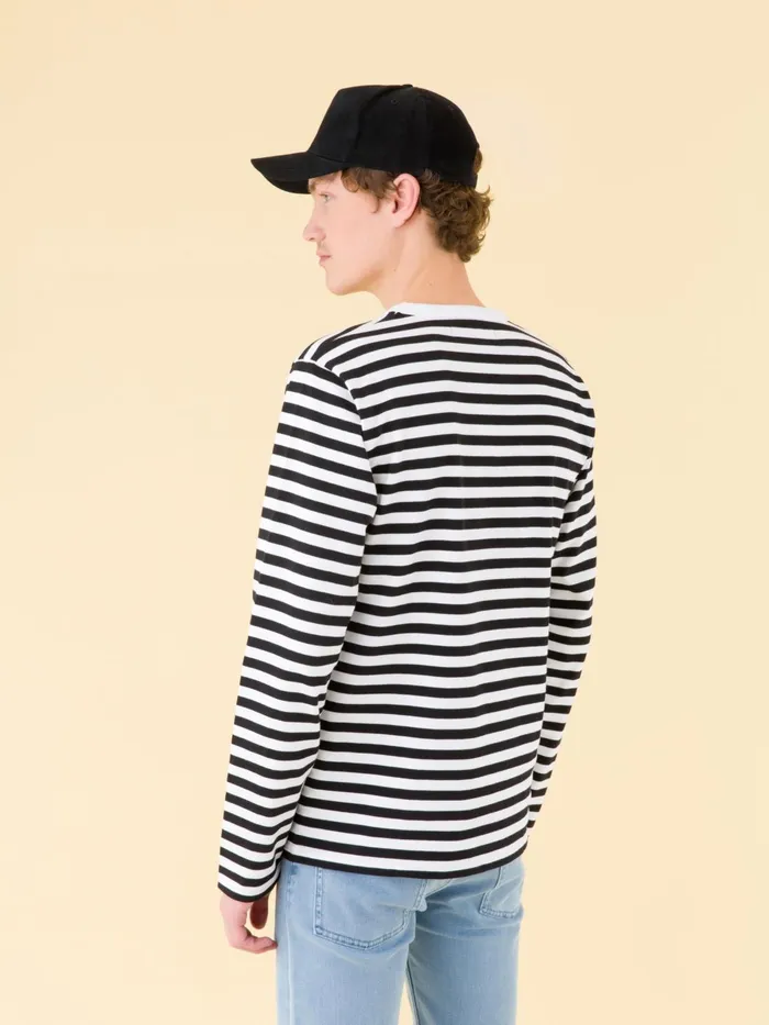Agns B Tshirts and Polo Shirts Men Black And White Long Sleeves Striped Coulos Tshirt