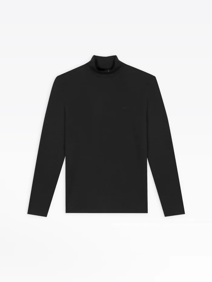 Agns B Tshirts and Polo Shirts Men Black High Collar Panama Tshirt