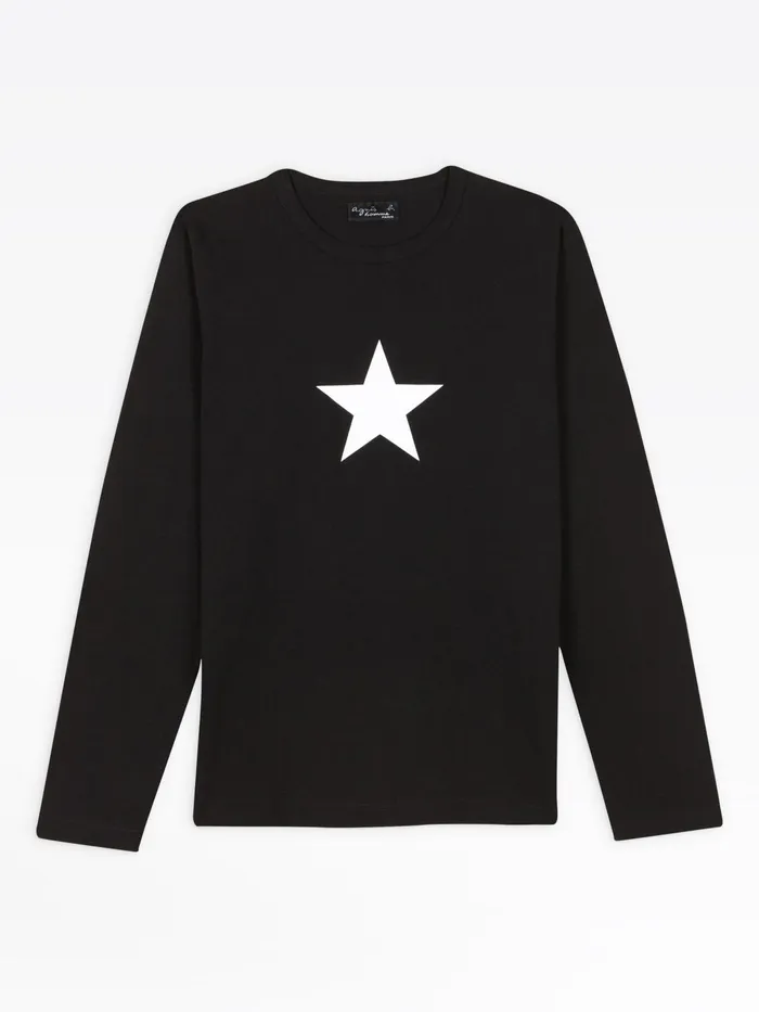 Agns B Tshirts and Polo Shirts Men Black Long Sleeves Coulos Star Tshirt