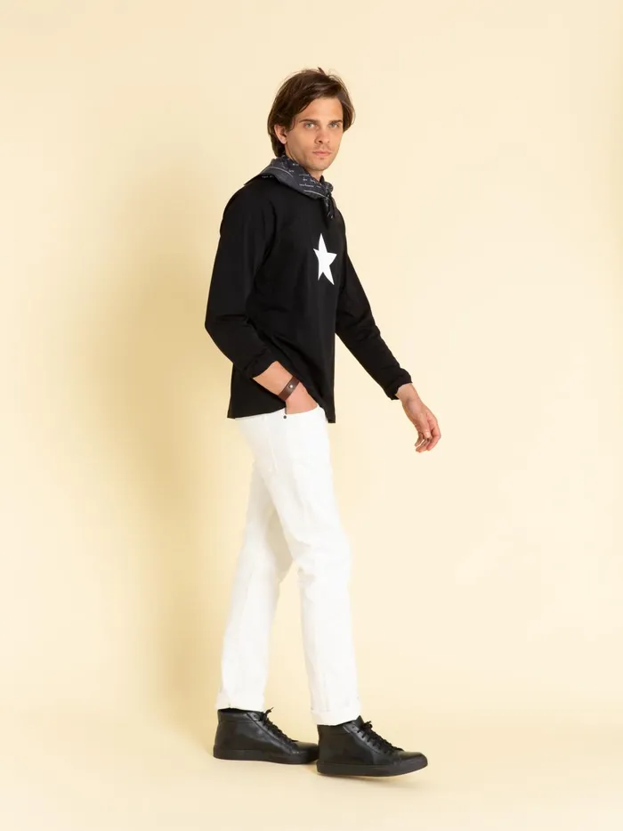 Agns B Tshirts and Polo Shirts Men Black Long Sleeves Coulos Star Tshirt