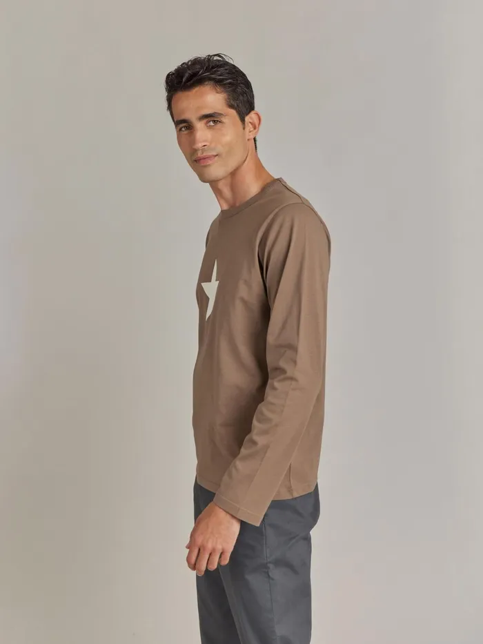Agns B Tshirts and Polo Shirts Men Brown Cotton Jersey Screenprinted New Coulos Tshirt