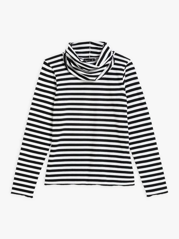 Agns B Tshirts and Tank Tops Women Black and White Striped Transformable Tshirt Agns B Tshirts and Tank Tops Women Black and White Striped Transformable Tshirt