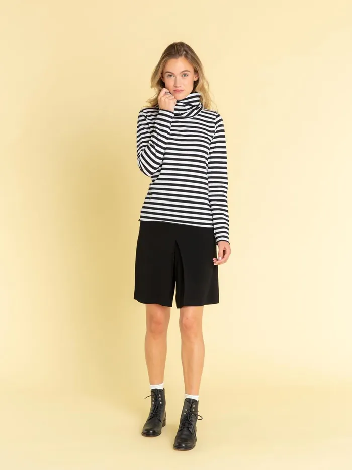 Agns B Tshirts and Tank Tops Women Black and White Striped Transformable Tshirt