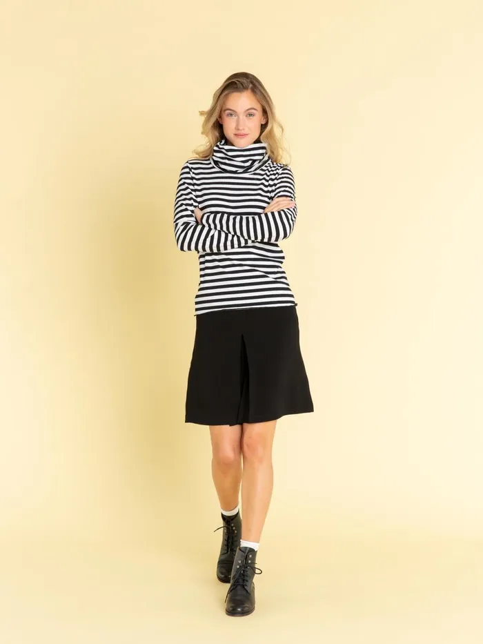 Agns B Tshirts and Tank Tops Women Black and White Striped Transformable Tshirt