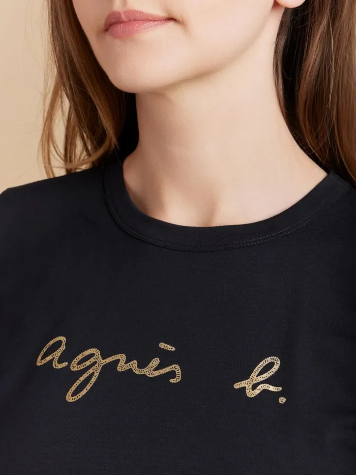 Agns B Tshirts and Tank Tops Women Black Cotton 034agns B034 Screenprinted Brando Tshirt