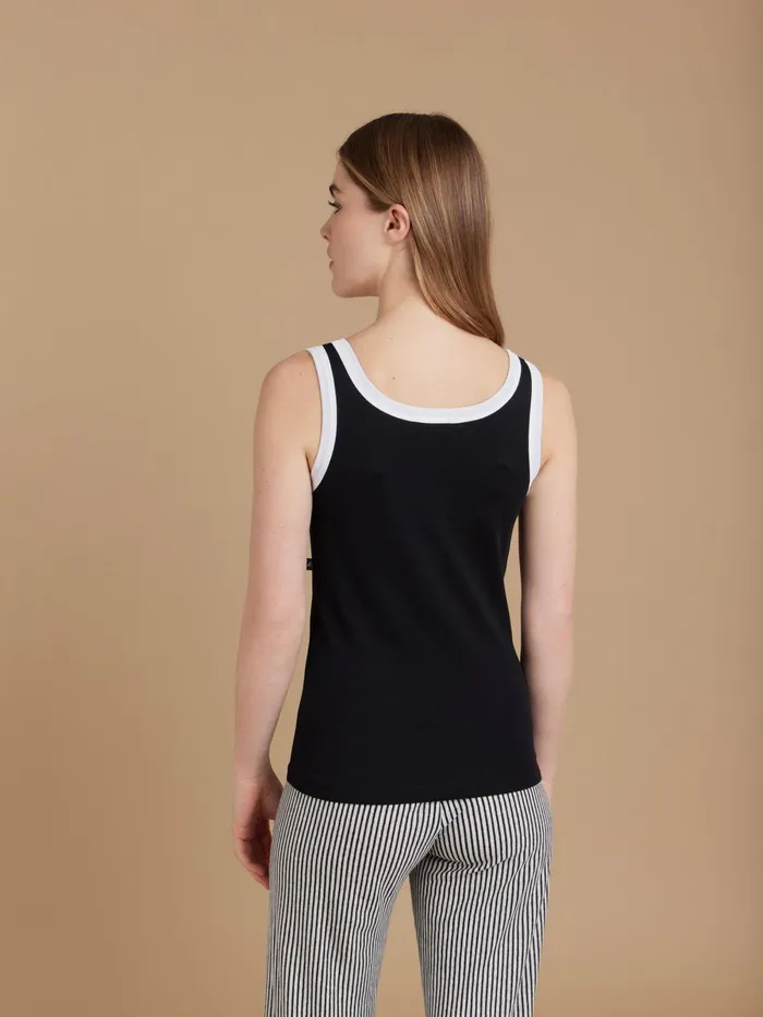 Agns B Tshirts and Tank Tops Women Black Cotton 12151 Ribbed Gaston Tank Top