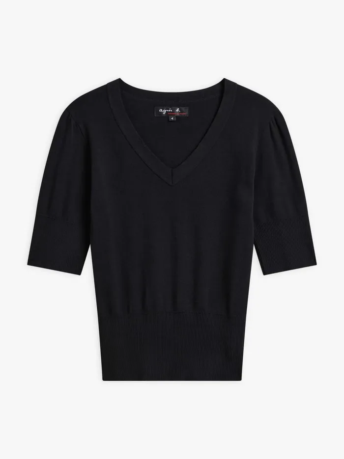Agns B Tshirts and Tank Tops Women Black Cotton Delha Tshirt