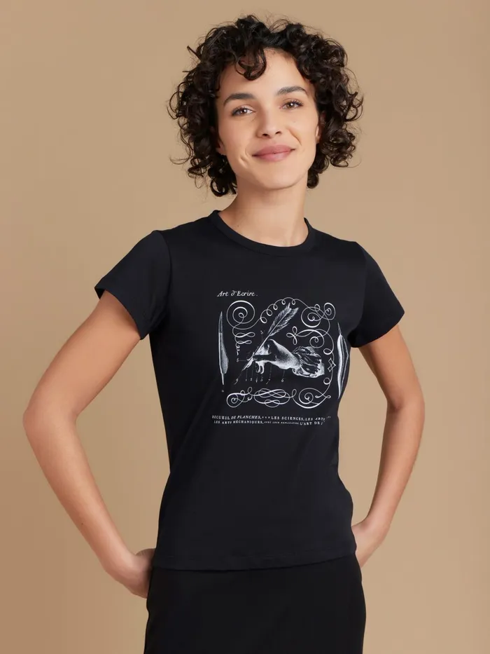 Agns B Tshirts and Tank Tops Women Black Cotton Encyclopdie Screenprint Brando Tshirt