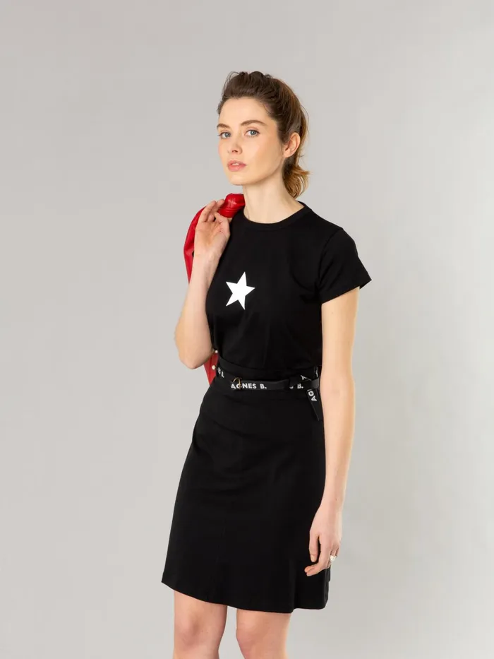 Agns B Tshirts and Tank Tops Women Black Short Sleeves Brando Star Tshirt