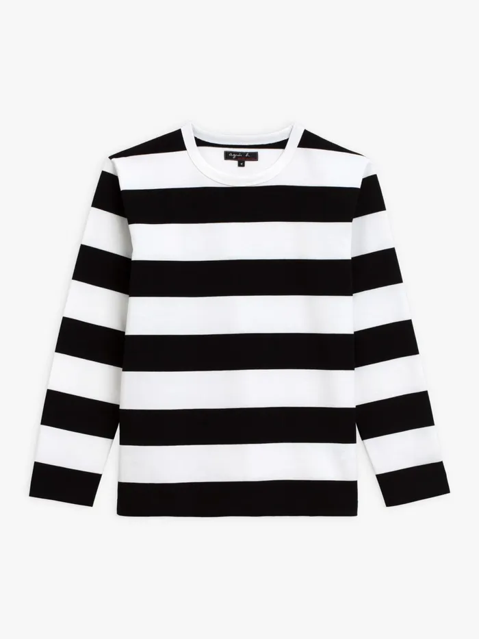 Agns B Tshirts and Tank Tops Women Black Wide Striped Cool Tshirt