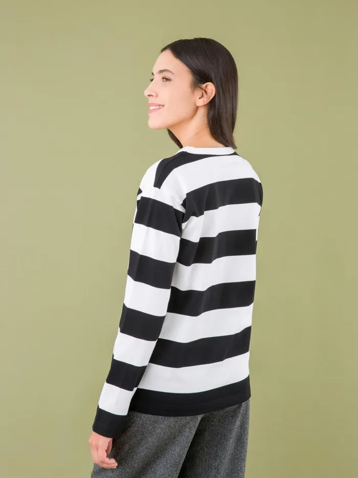 Agns B Tshirts and Tank Tops Women Black Wide Striped Cool Tshirt