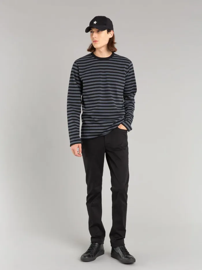 Agns B Tshirts and Tank Tops WomenMen Black And Grey Long Sleeves Striped Coulos Tshirt