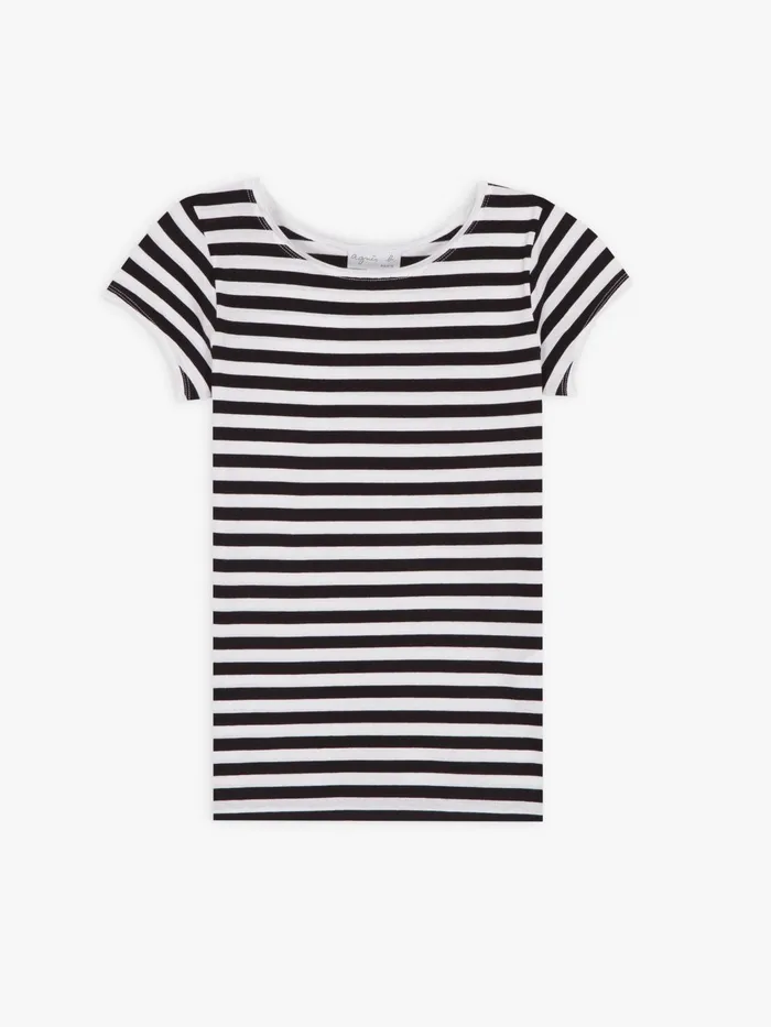 Agns B Tshirts and Tank Tops Women White And Black Australie Striped Tshirt