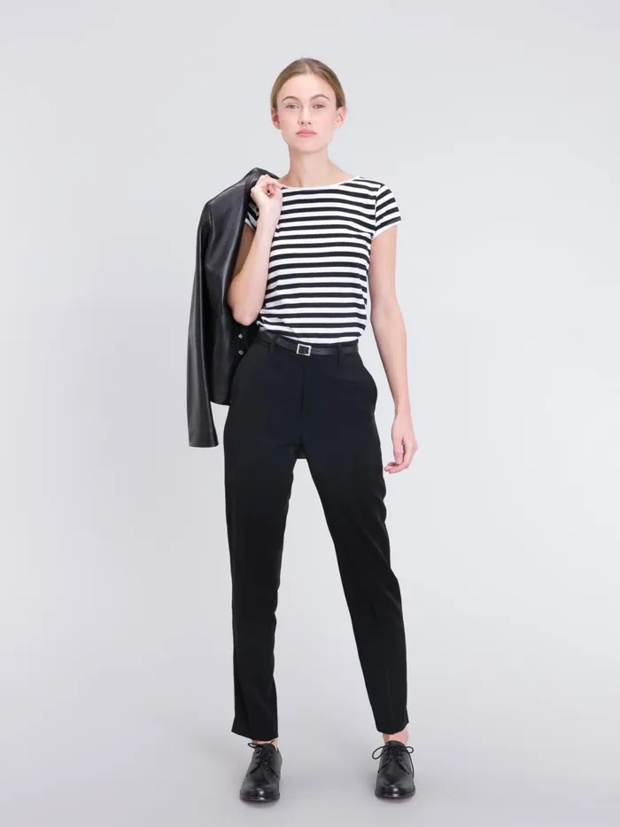 Agns B Tshirts and Tank Tops Women White And Black Australie Striped Tshirt