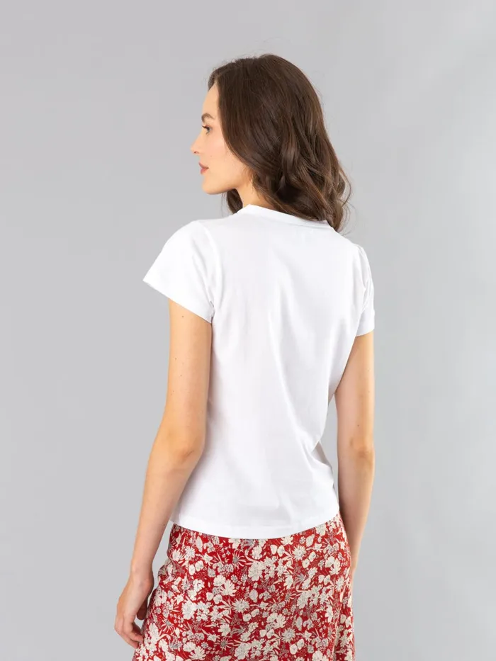 Agns B Tshirts and Tank Tops Women White Cotton Brando Tshirt With 034J039aime Le Cinema034 I Love Cinema Print