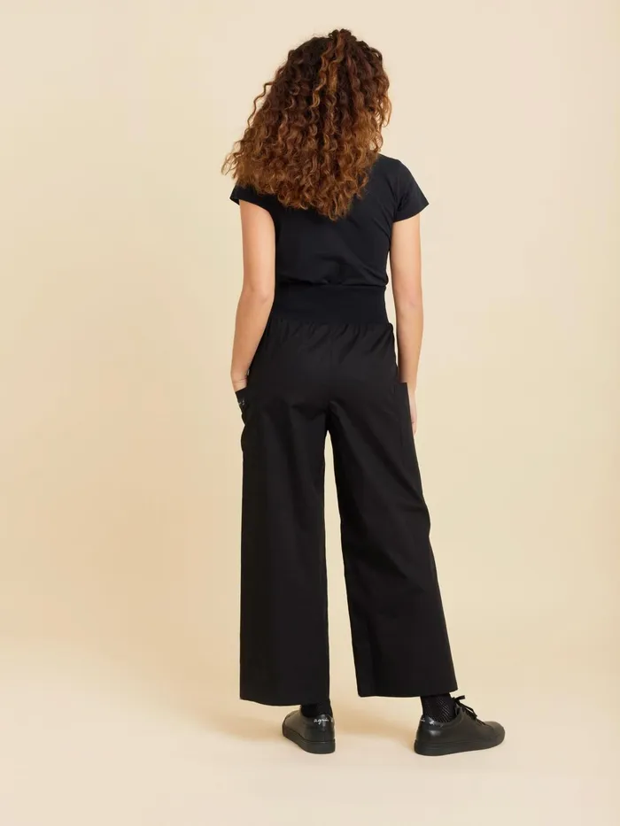 Agns B Trousers and Jeans Women Black Cotton Wide Matis Trouser