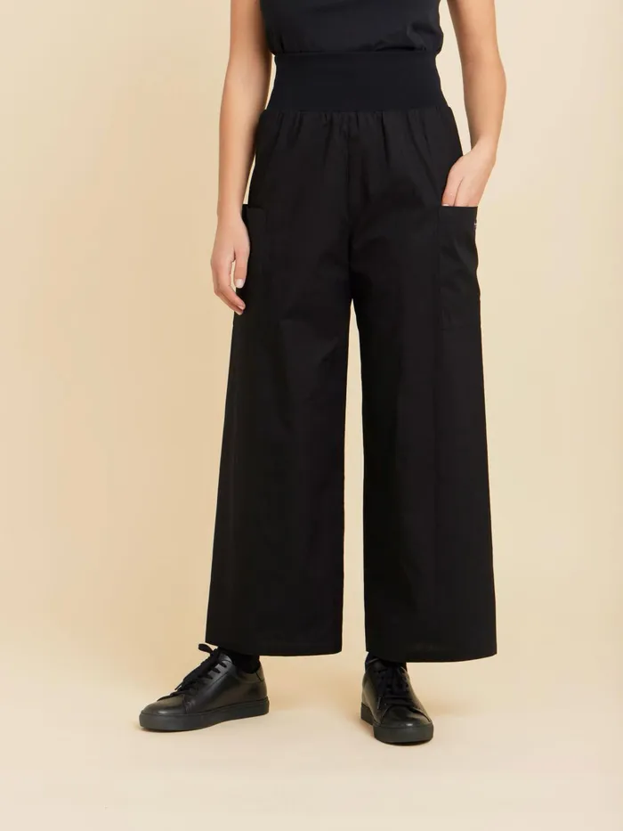 Agns B Trousers and Jeans Women Black Cotton Wide Matis Trouser