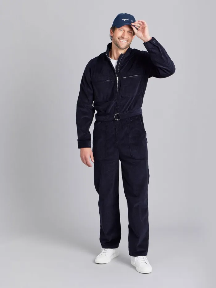 Agns B Trousers Men Blue Cotton Teo Jumpsuit