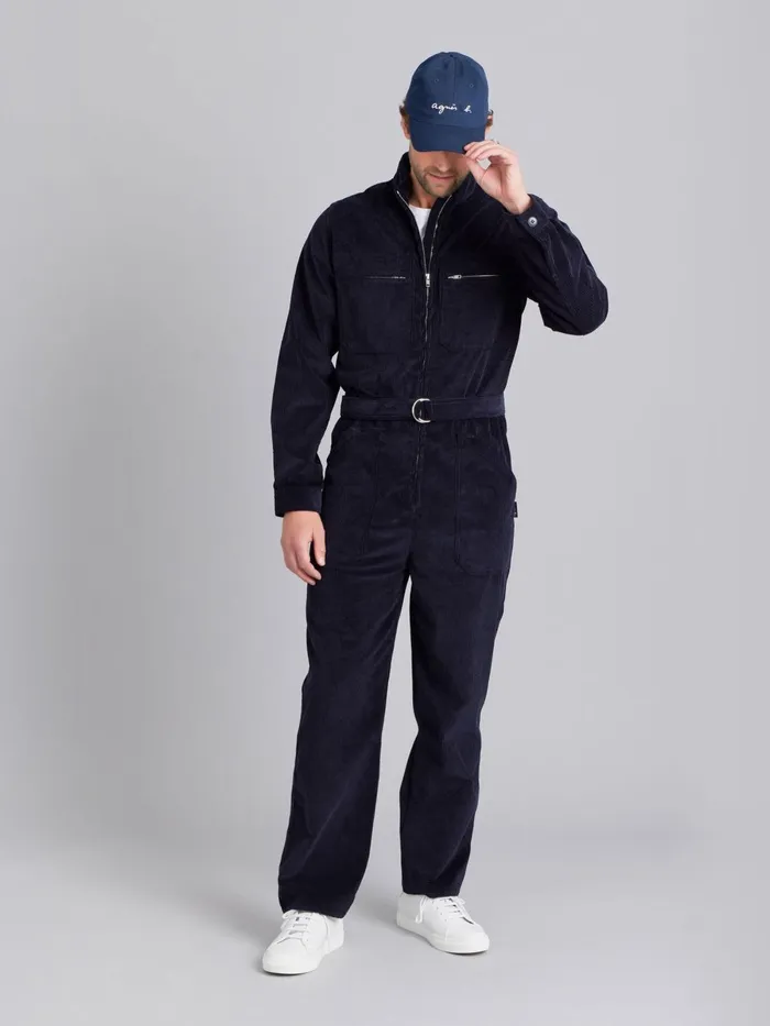 Agns B Trousers Men Blue Cotton Teo Jumpsuit