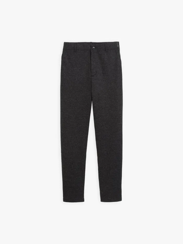 Agns B Trousers Men Mottled Black Wool Jersey Motor Trousers