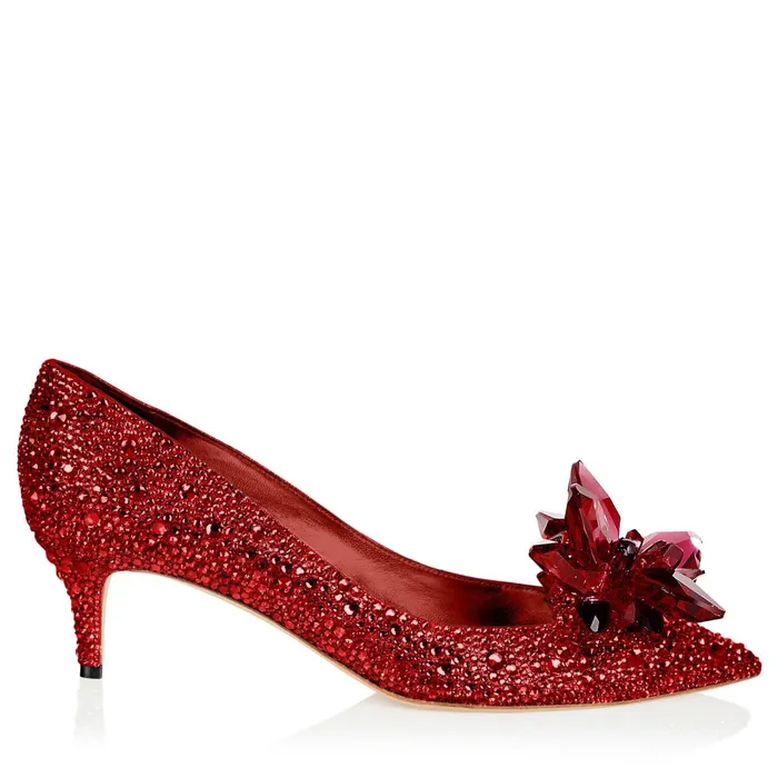 Allure Red Crystal Covered Pointy Toe Pumps Red Mix Women JIMMY CHOO Pumps