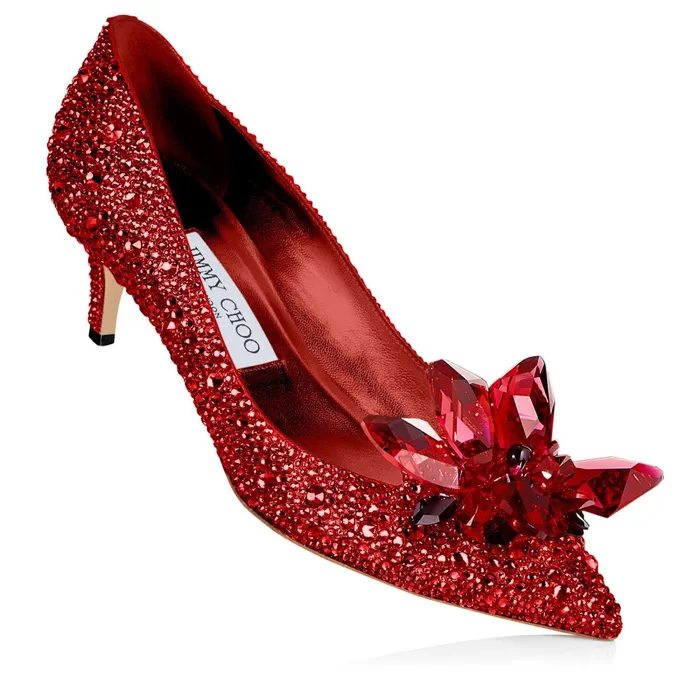 Allure Red Crystal Covered Pointy Toe Pumps Red Mix Women JIMMY CHOO Pumps