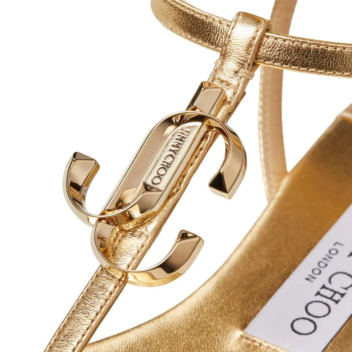 Alodie Flat Metallic Gold Nappa Leather Flat Sandals Gold Women JIMMY CHOO Flats