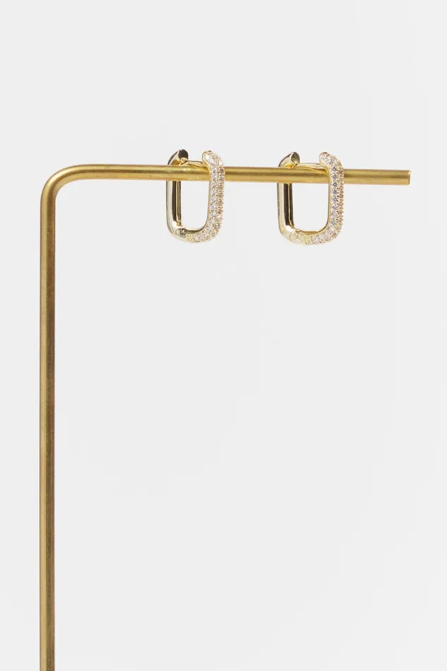 Altar039d State 14k Gold Dipped Rectangle Huggie Earrings Women Jewelry
