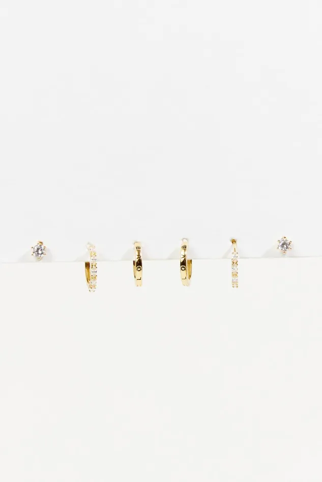 Altar039d State 18K Diamond Mini Hoop Trio Pack Women Jewelry