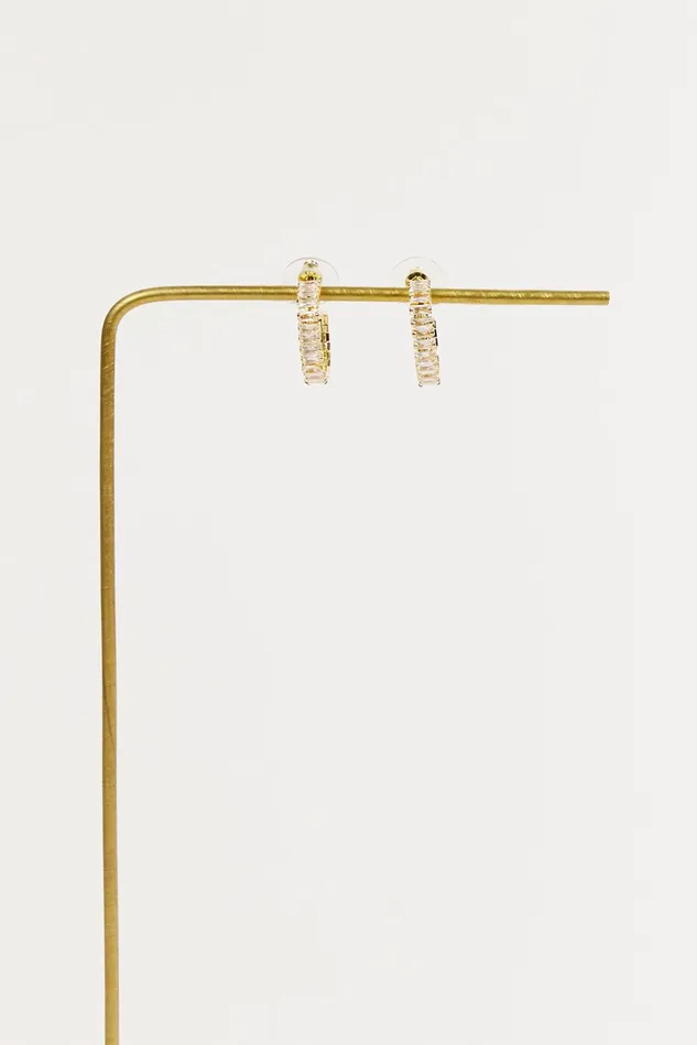 Altar039d State 18K Gold Baguette Oval Hoop Earrings Women Jewelry