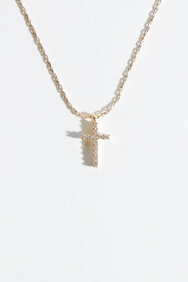 Altar039d State 18K Gold Dipped Cross Charm Choker Necklace Women Jewelry