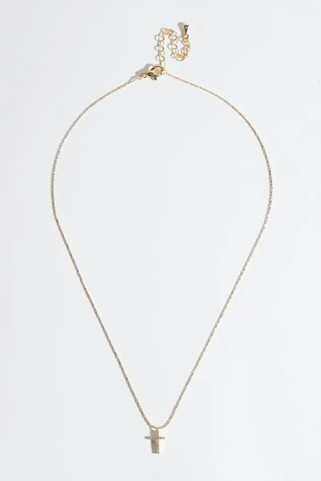 Altar039d State 18K Gold Dipped Cross Charm Choker Necklace Women Jewelry