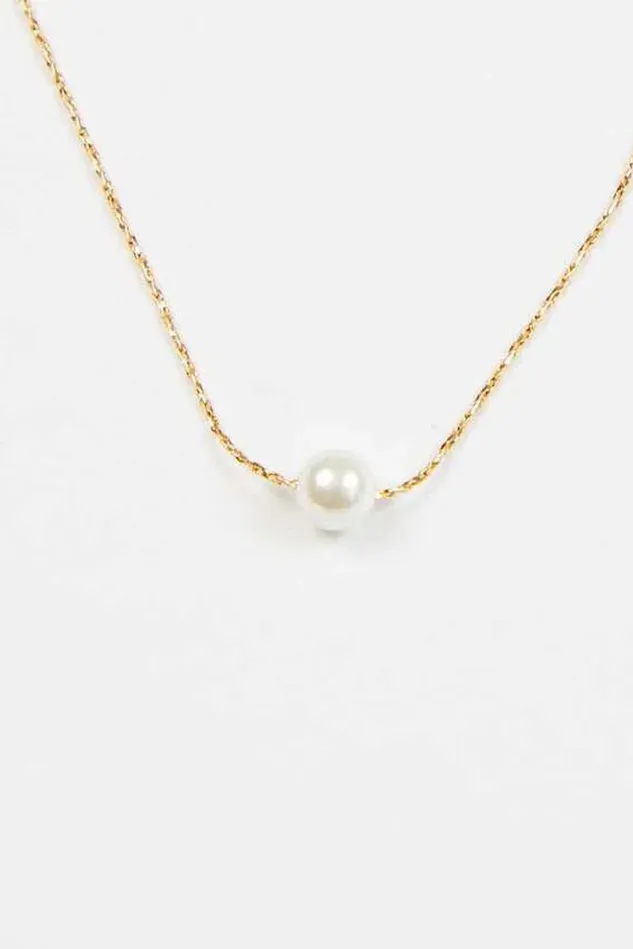 Altar039d State 18K Gold Dipped Dainty Pearl Charm Necklace Women Jewelry