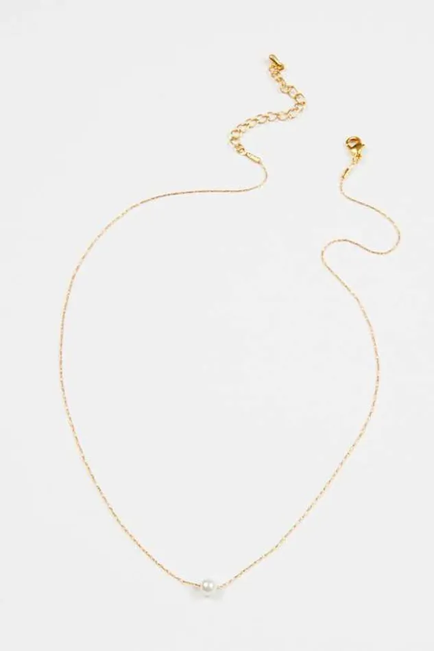 Altar039d State 18K Gold Dipped Dainty Pearl Charm Necklace Women Jewelry