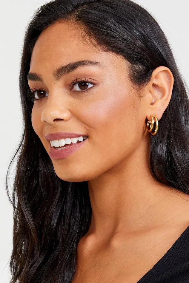 Altar039d State 18k Gold Dipped Double Hoop Earrings Women Jewelry