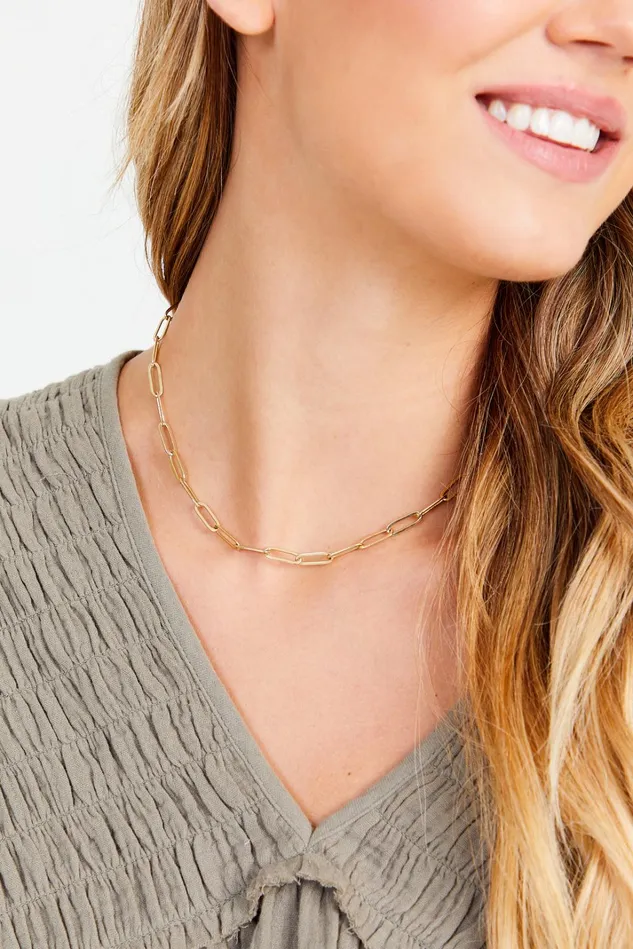Altar039d State 18K Gold Dipped Paperclip Chain Choker Necklace Women Jewelry