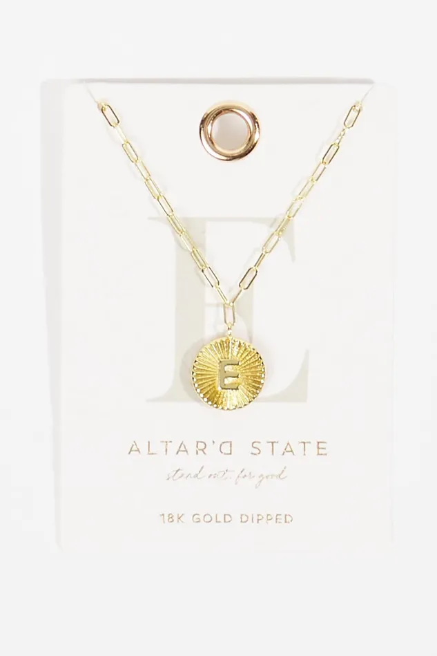 Altar039d State 18K Gold Paperclip Burst Monogram Pendant Necklace 8211 E Women Jewelry