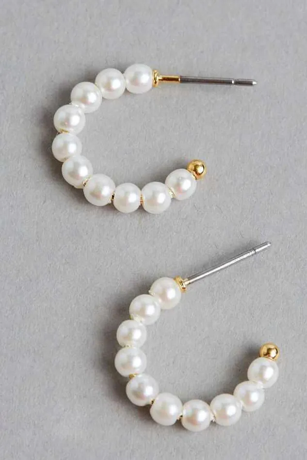 Altar039d State 18k Gold Pearl Mini Hoop Earrings Women Jewelry