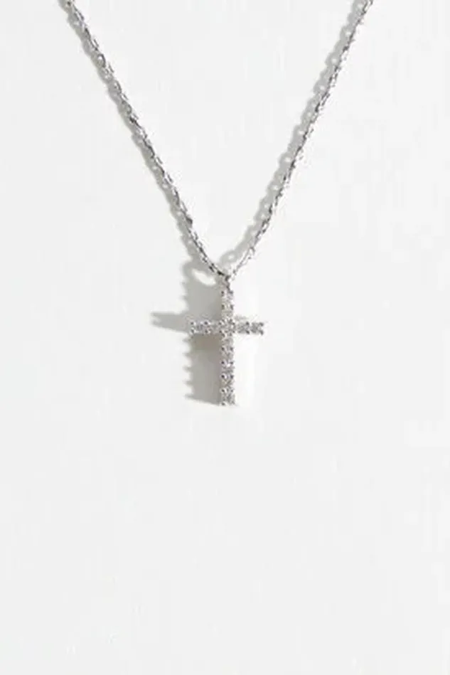 Altar039d State 18K White Gold Dipped Cross Charm Choker Necklace Women Jewelry