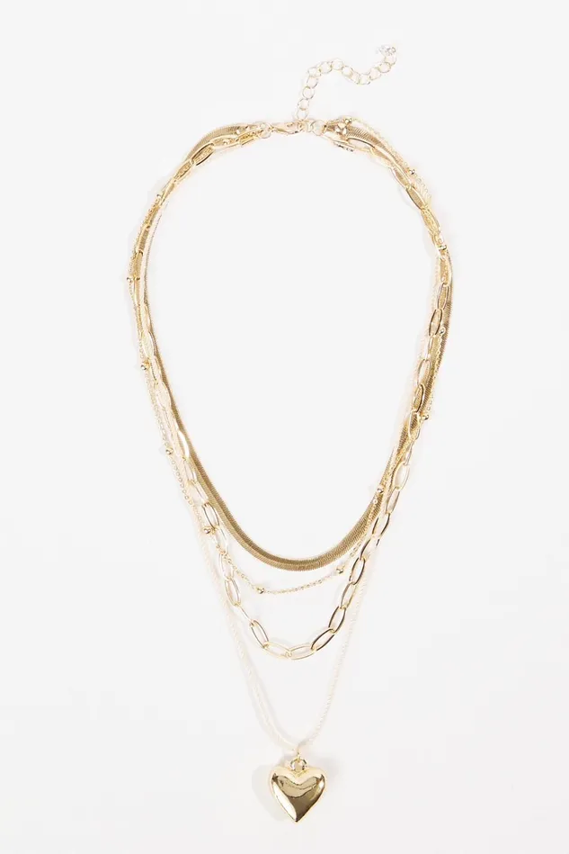 Altar039d State Bubble Heart Layered Cord Necklace Women Jewelry