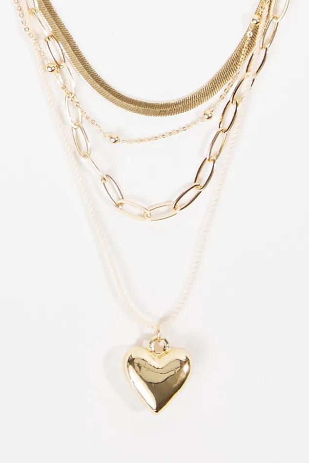 Altar039d State Bubble Heart Layered Cord Necklace Women Jewelry