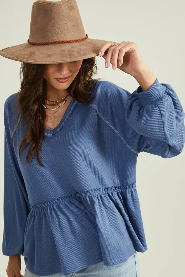 Altar039d State Caroline Thermal Babydoll Top Women Blouses
