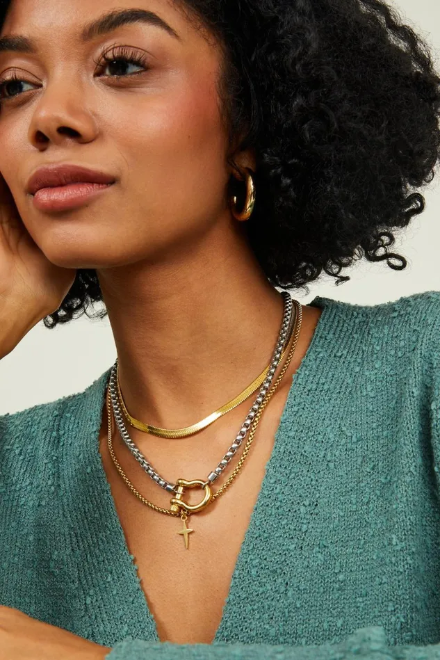 Altar039d State Chunky Layered Charm Necklace Set Women Jewelry